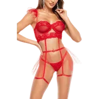 4tlg BH-Set mit Federn rot 4tlg BH-Set mit Federn rot