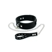 Silikon-Halsfessel mit Führkette, schwarz Silikon-Halsfessel mit Führkette, schwarz