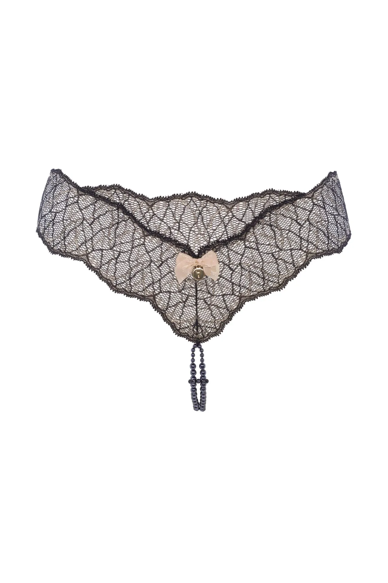 Bracli - Sydney Double Pearl String Schwarz - Luxus Dessous Größe L – Bild 2