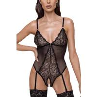 Ouvert Body mit Spitze und Tüll schwarz Ouvert Body mit Spitze und Tüll schwarz