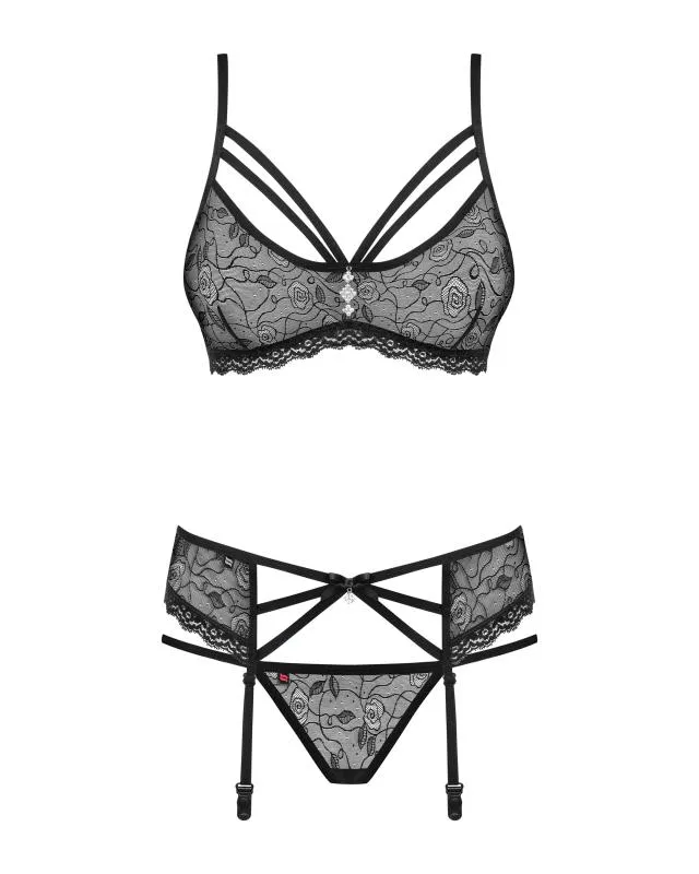 Obsessive - Fabulous Jarretel-Set - Schwarz – Bild 5