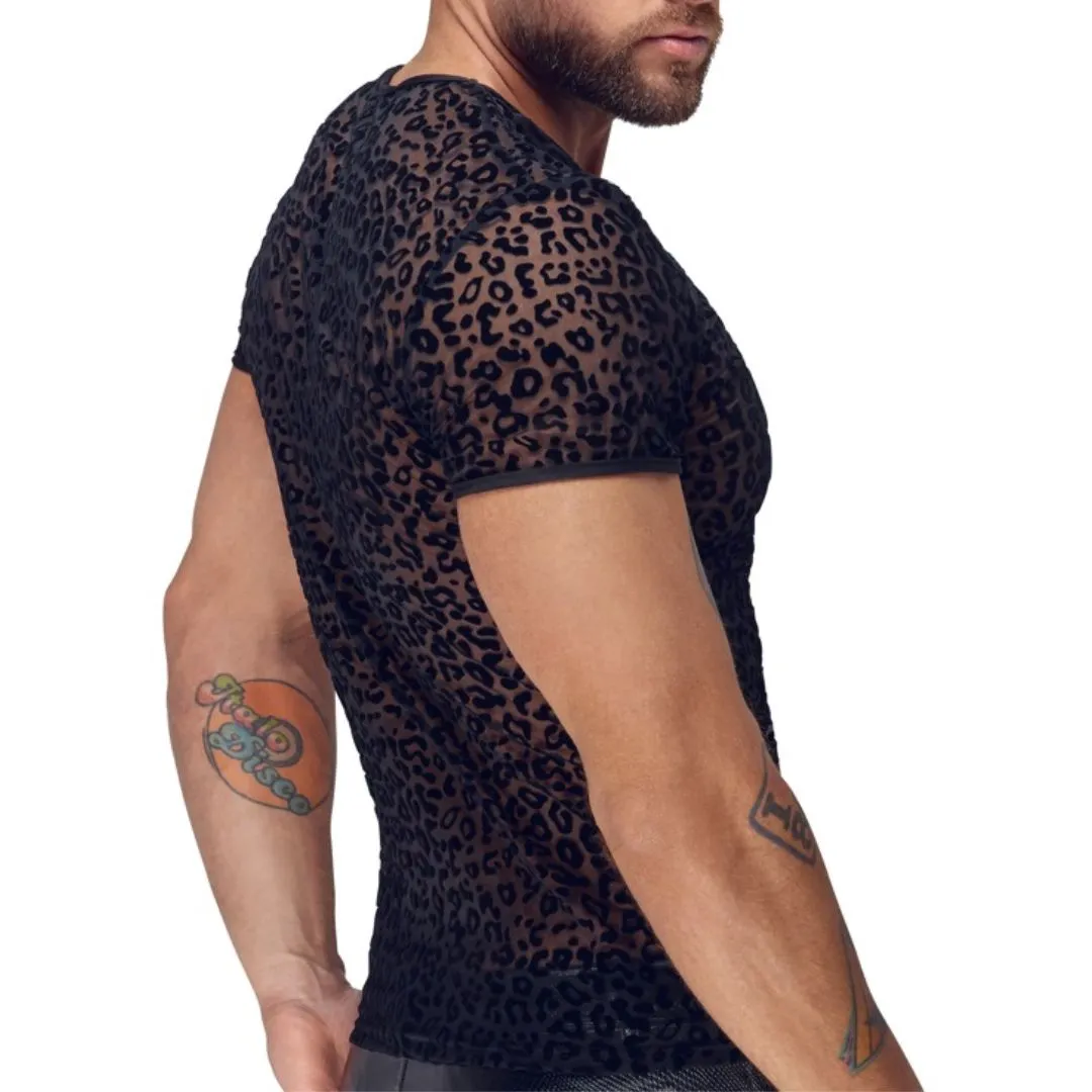 Shirt aus Powernet mit Leo-Samtflockprint – Bild 3