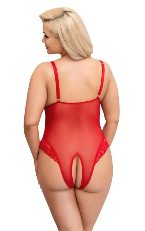 Bodysuit mit offenem Schritt - Rot – Bild 3