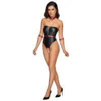 Cottelli Bondage - Stringbody mit Bondage-Details - Schwarz/Rot Cottelli Bondage - Stringbody mit Bondage-Details - Schwarz/Rot