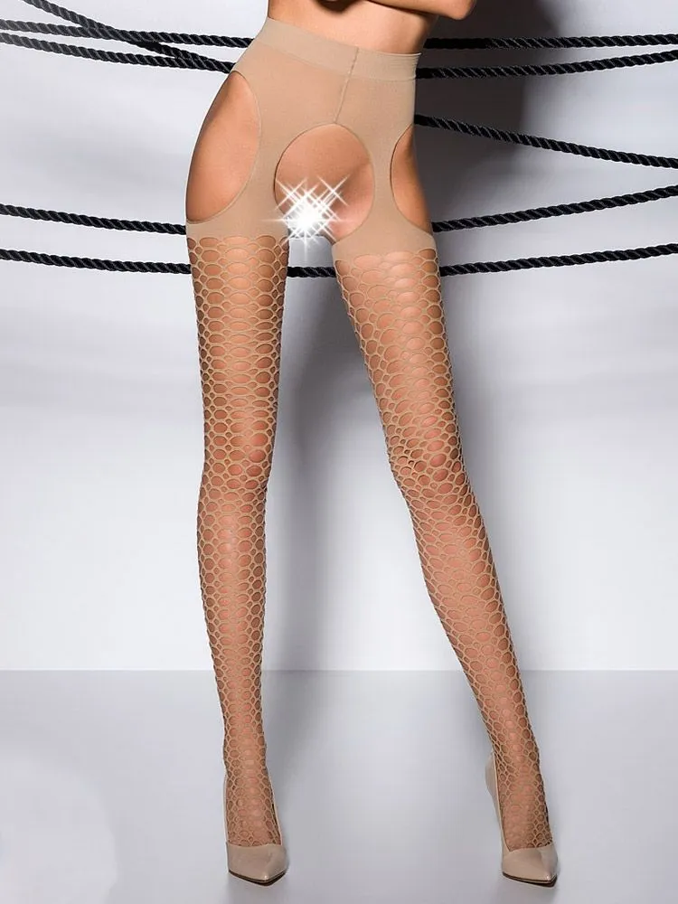 Passion: Ouvert-Strumpfhose TI Open 004, beige (S/M) Passion: Ouvert-Strumpfhose TI Open 004, beige (S/M)