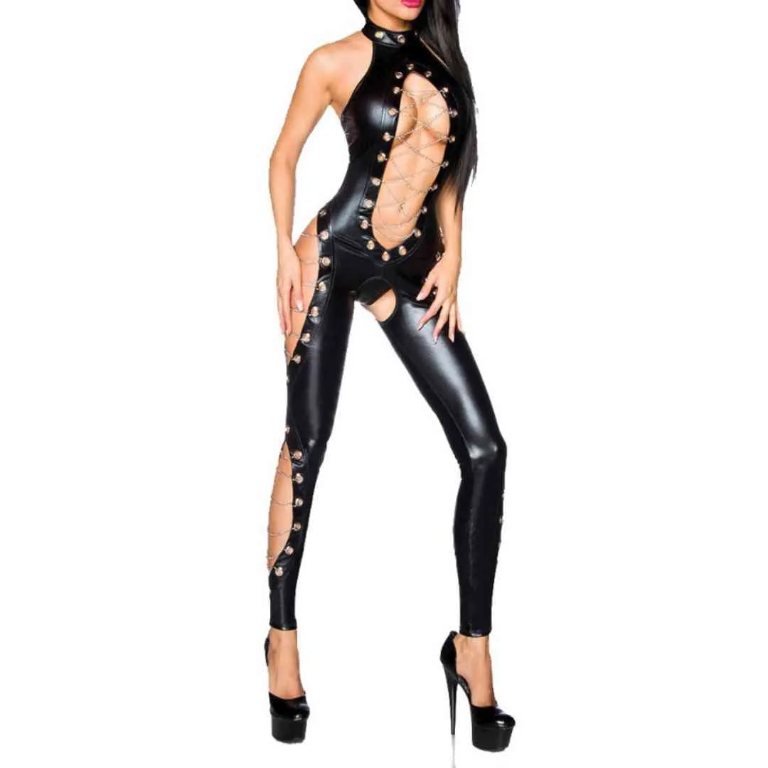 Wetlook Overall mit Cut-Outs Wetlook Overall mit Cut-Outs