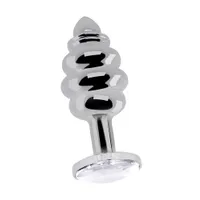 Rich R13: Analplug gerippt mit Kristall, silber (25mm) Rich R13: Analplug gerippt mit Kristall, silber (25mm)