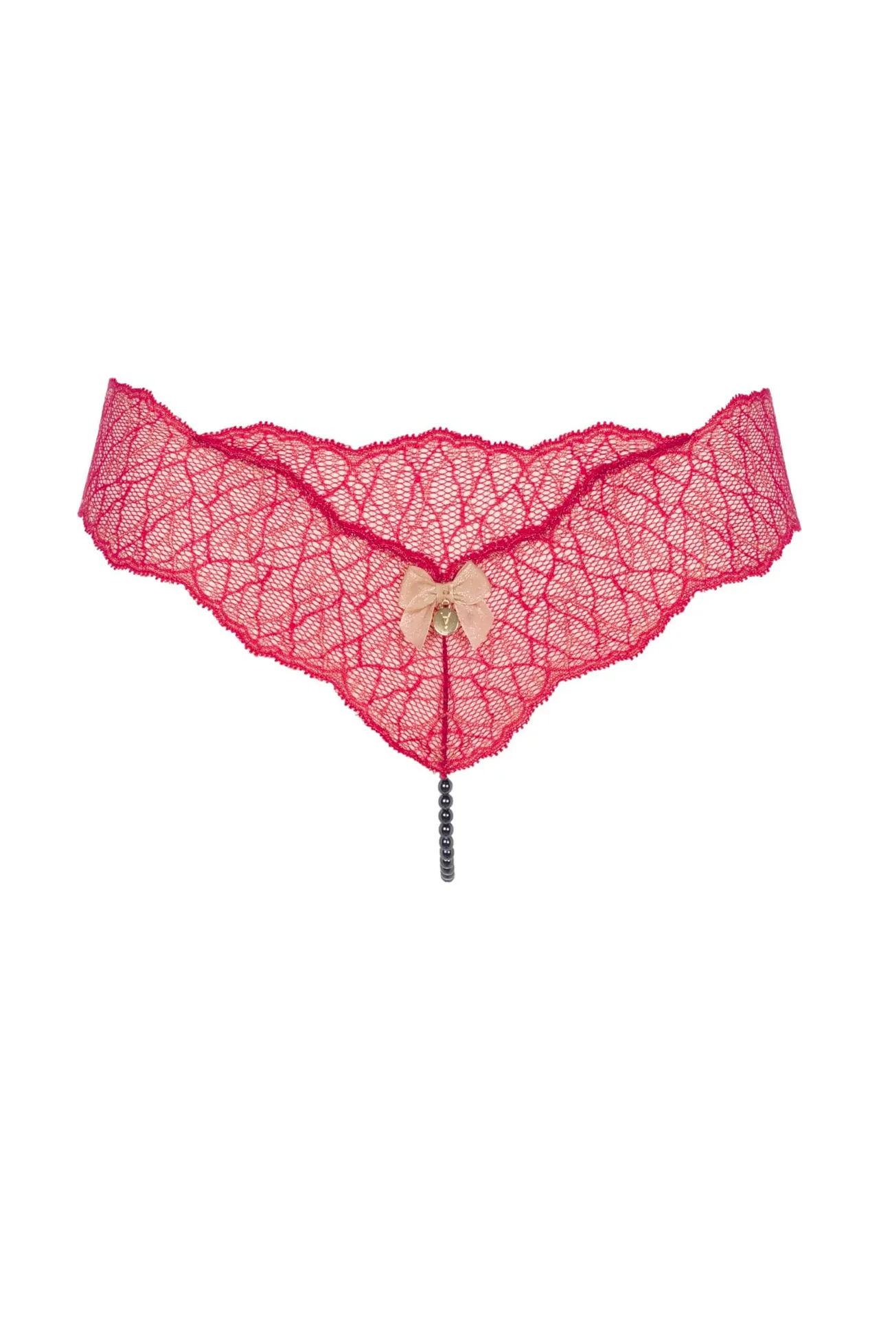 Bracli - Sydney Pearl String Rot - Luxus-Dessous mit schwarzen Perlen Größe L Bracli - Sydney Pearl String Rot - Luxus-Dessous mit schwarzen Perlen Größe L