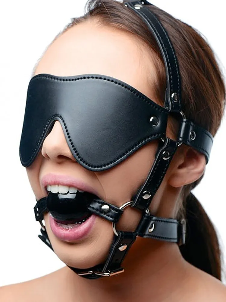Strict Eye Mask Harness with Ball Gag: Kopfgeschirr mit Knebel, schwarz Strict Eye Mask Harness with Ball Gag: Kopfgeschirr mit Knebel, schwarz
