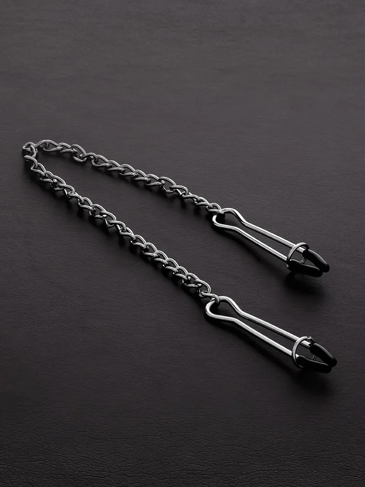Triune Tweezer Clamps: Edelstahl-Nippelklemmen mit Kette Triune Tweezer Clamps: Edelstahl-Nippelklemmen mit Kette