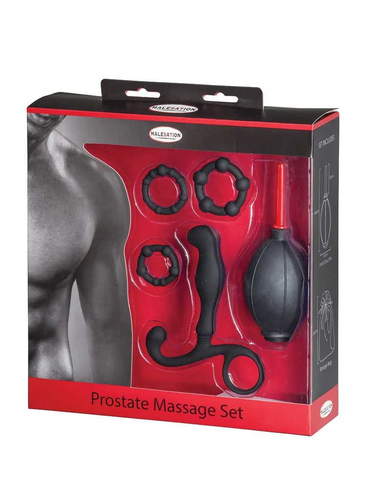 Malesation Prostate Massage: Analtoy-Set, schwarz/rot Malesation Prostate Massage: Analtoy-Set, schwarz/rot