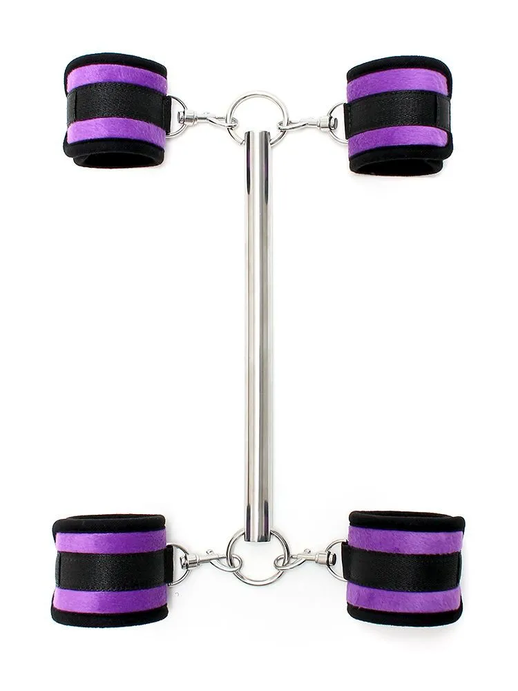 Softbondage Spreizstange mit abnehmbaren Hand- und Fußfesseln, lila/schwarz Softbondage Spreizstange mit abnehmbaren Hand- und Fußfesseln, lila/schwarz