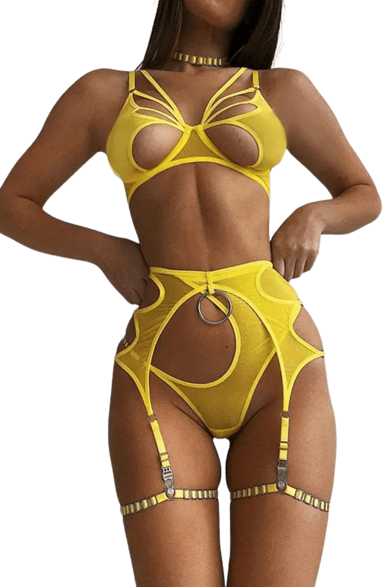 5tlg. Dessous Set in gelb 5tlg. Dessous Set in gelb