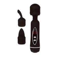 Power Wand Set: Vibrator mit 2 Aufsätzen, schwarz Power Wand Set: Vibrator mit 2 Aufsätzen, schwarz