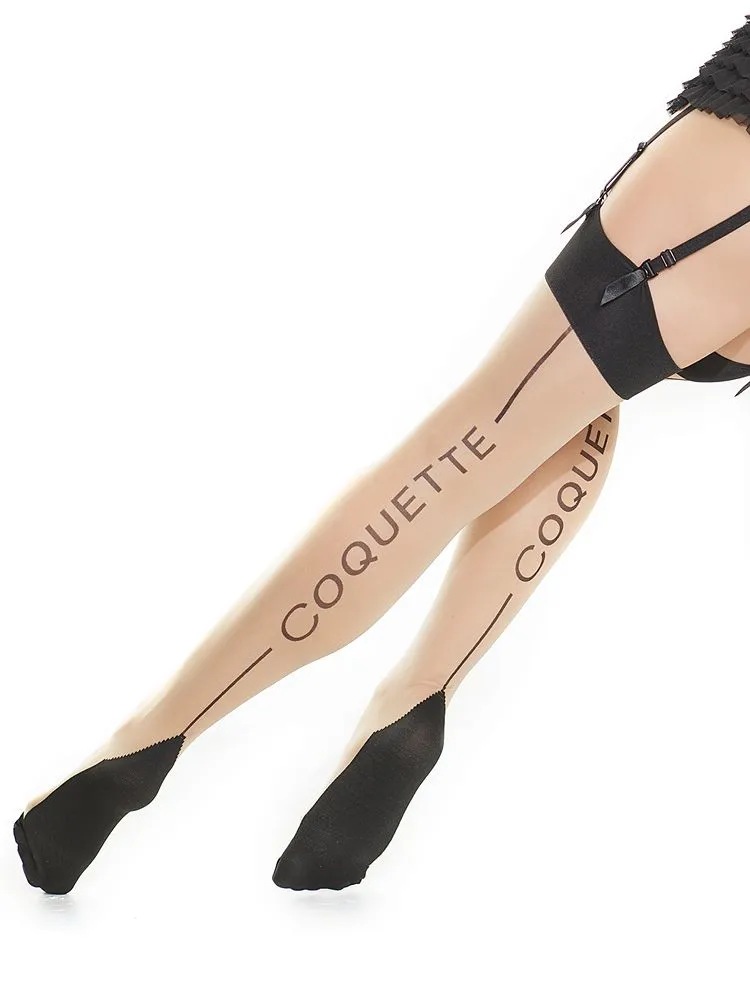 Coquette: Naht-Strapsstrümpfe, schwarz/haut (Queen Size) Coquette: Naht-Strapsstrümpfe, schwarz/haut (Queen Size)