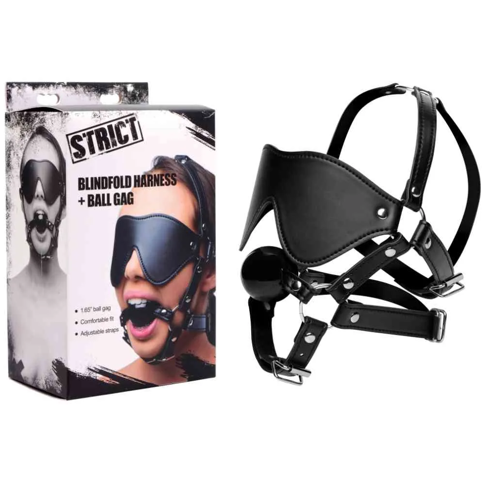 Augenbinde-Harness mit Knebelkugel – Bild 3