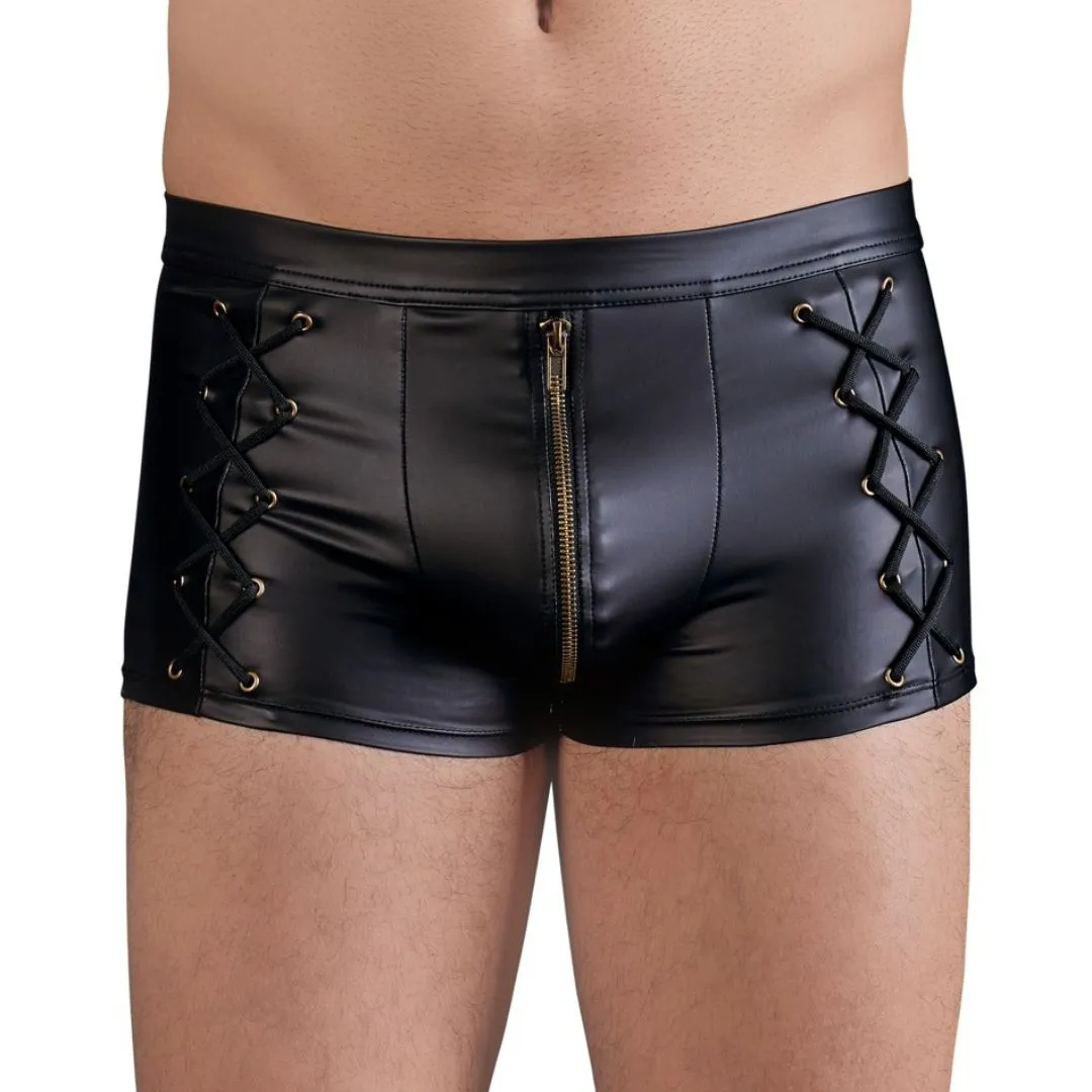 Pants im Mattlook mit seitlichen Schnürungen und Front-Zip Pants im Mattlook mit seitlichen Schnürungen und Front-Zip