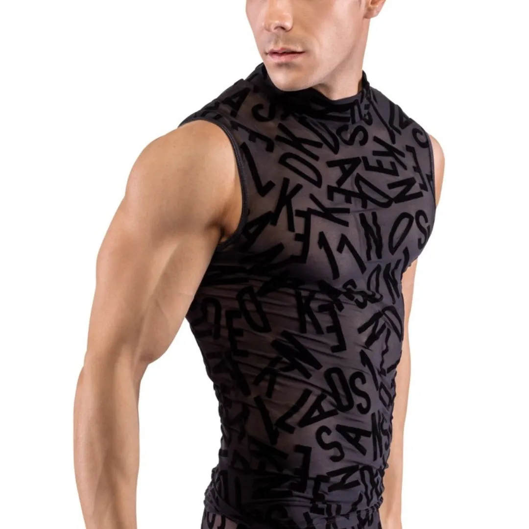 Semi-transparentes, ärmelloses Shirt mit Buchstaben-Print – Bild 5