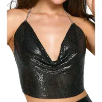 Kurzes Metall Pailletten Crop-Top Kurzes Metall Pailletten Crop-Top