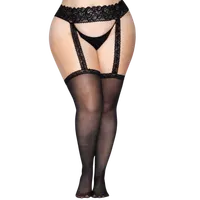 Strapsstrumpfhose mit Spitzenbund Plus Size Strapsstrumpfhose mit Spitzenbund Plus Size