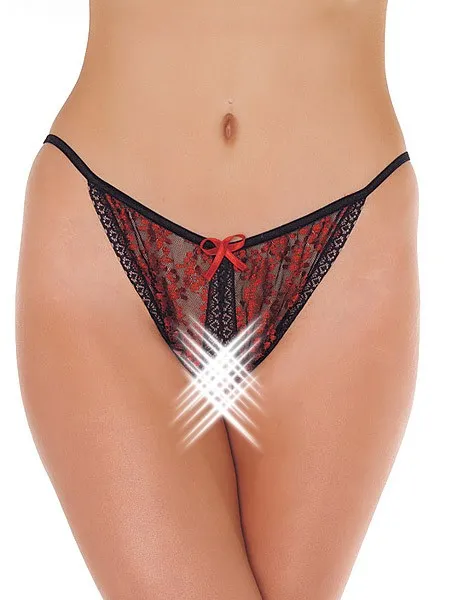 Ouvert-Tanga, schwarz/rot (One Size) Ouvert-Tanga, schwarz/rot (One Size)