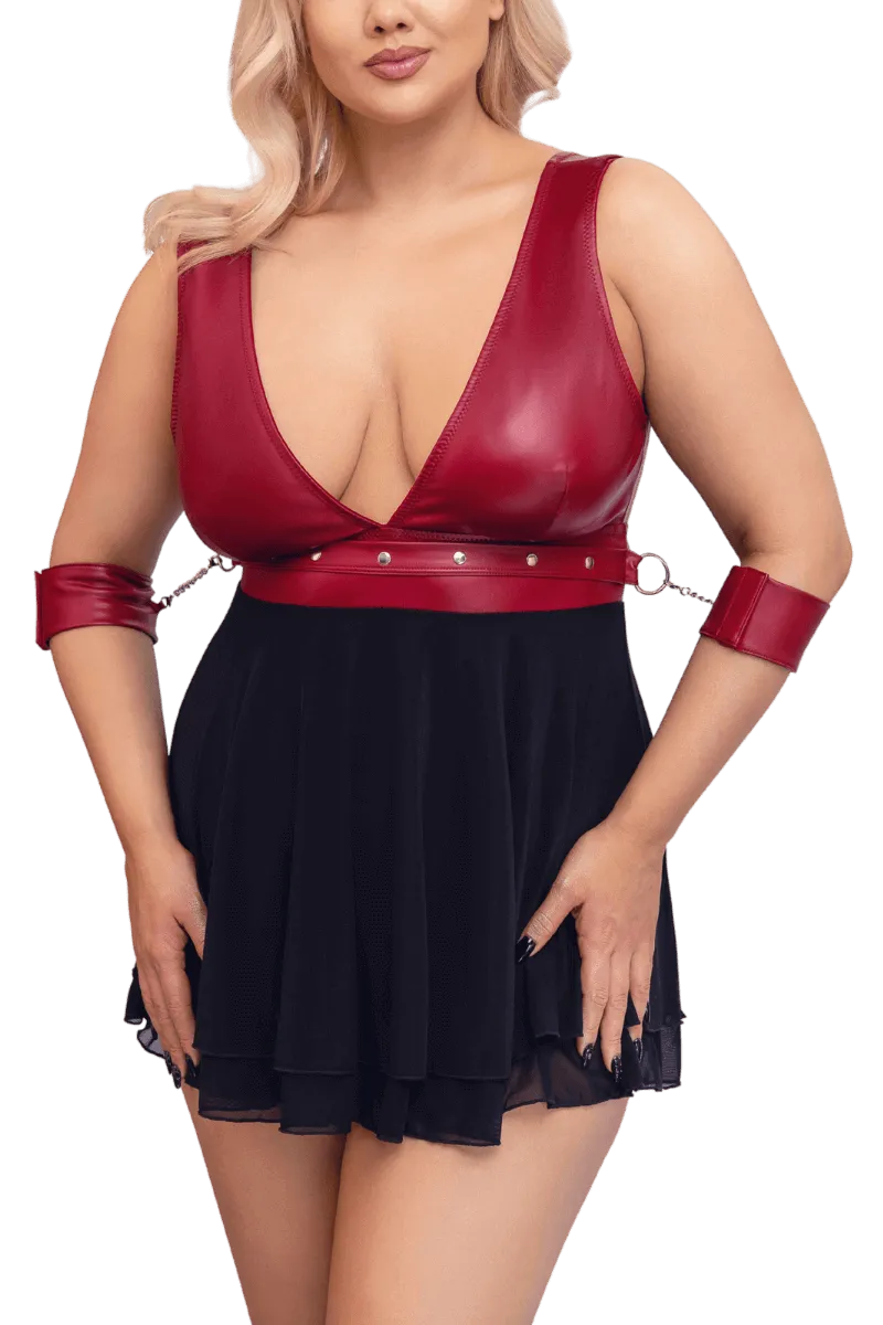 Babydoll aus Wetlook und Mesh Plus Size Babydoll aus Wetlook und Mesh Plus Size
