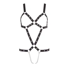 Harness mit Nieten und zwei Schrittketten Harness mit Nieten und zwei Schrittketten