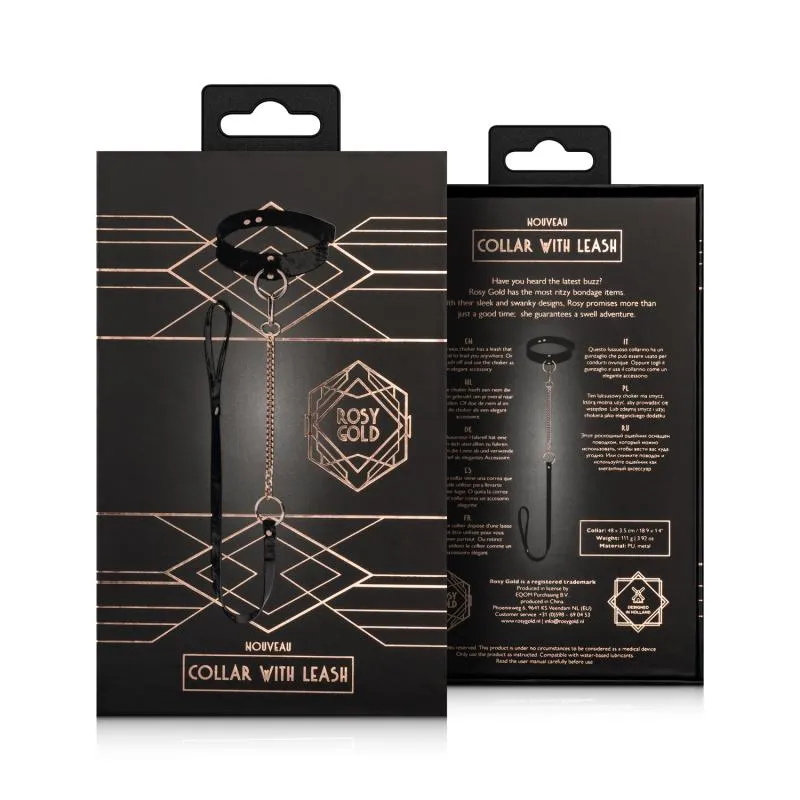 Rosy Gold - Halsband mit Leine - Schwarz – Bild 3