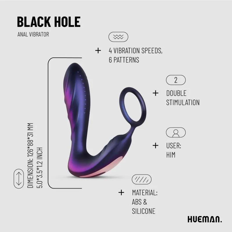 Hueman »Black Hole« Analvibrator mit Penisring – Bild 4
