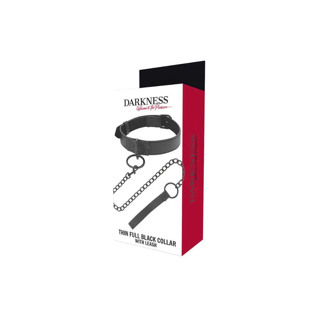 Dünnes schwarzes Halsband mit Leine – Bild 5