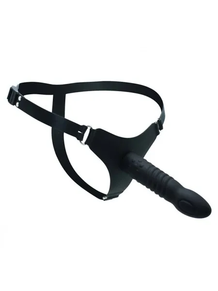 Silikon-Strap-On mit gerilltem Dildo (16cm), schwarz Silikon-Strap-On mit gerilltem Dildo (16cm), schwarz