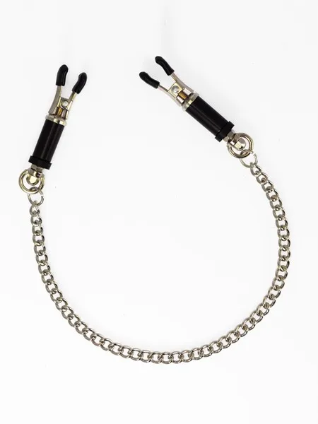 Metall-Nippelklemmen mit Kette, silber Metall-Nippelklemmen mit Kette, silber
