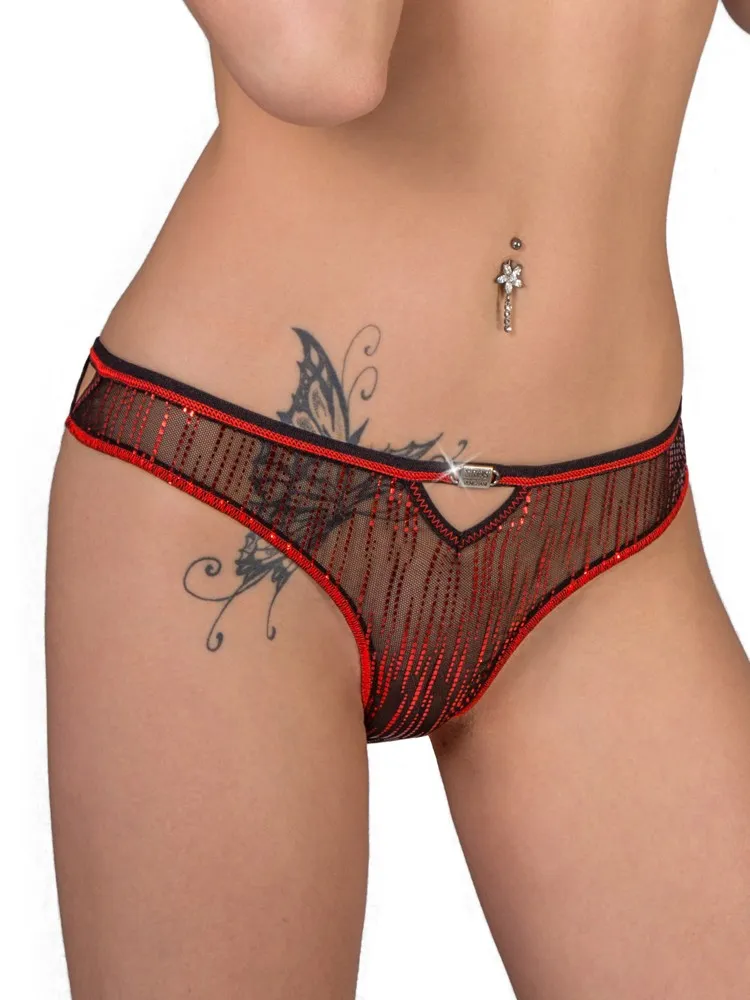 Eros Veneziani Lamé: Brazilslip, rot/schwarz (L/XL) Eros Veneziani Lamé: Brazilslip, rot/schwarz (L/XL)