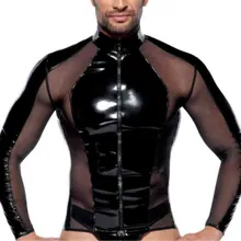 Langarm-Shirt aus Lack mit Netz-Einsätzen Langarm-Shirt aus Lack mit Netz-Einsätzen