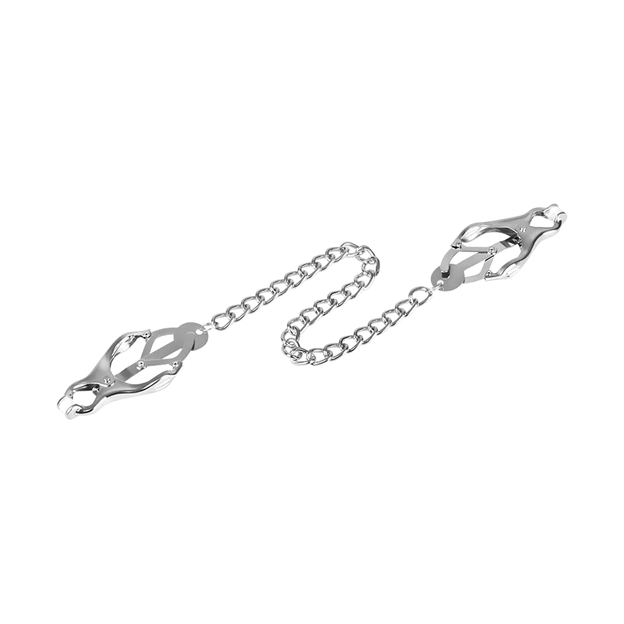 Gummierte Klemme mit Verbindungskette Gummierte Klemme mit Verbindungskette