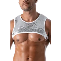 Herren Brust Harness weiß silber Herren Brust Harness weiß silber
