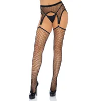 Netzstrümpfe mit Strumpfhalter - Schwarz Netzstrümpfe mit Strumpfhalter - Schwarz