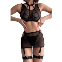 5tlg. Dessous Set schwarz transparent 5tlg. Dessous Set schwarz transparent