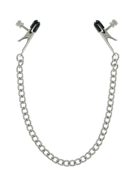 Stainless Steel Aligator: Nippelklemmen mit Kette, silber Stainless Steel Aligator: Nippelklemmen mit Kette, silber