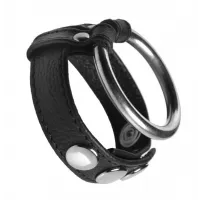 Penis- und Hodenring aus Leder und Stahl Penis- und Hodenring aus Leder und Stahl