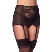 Strapsgürtel mit String und Strümpfen, schwarz (L/XL) Strapsgürtel mit String und Strümpfen, schwarz (L/XL)