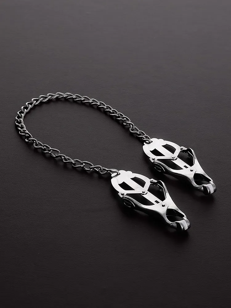 Triune Clover Nipple Clamp: Edelstahl-Nippelklemmen mit Kette Triune Clover Nipple Clamp: Edelstahl-Nippelklemmen mit Kette