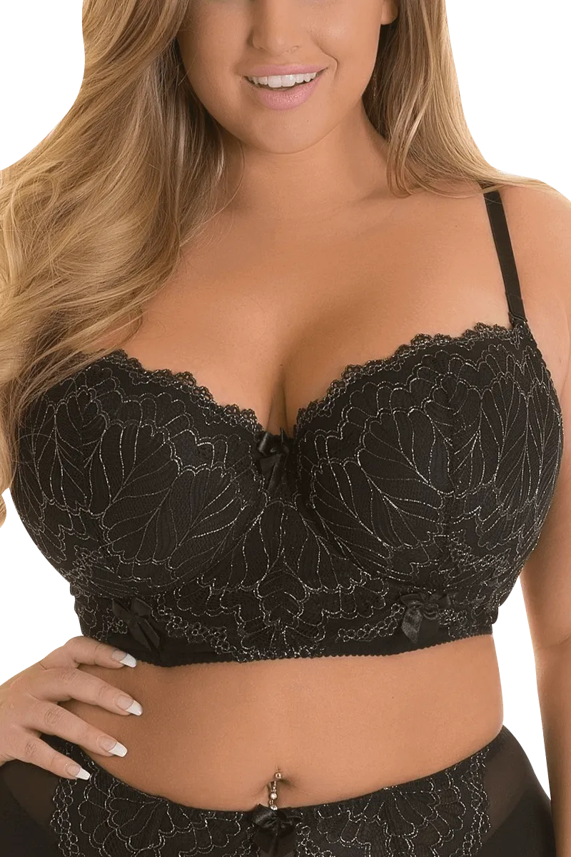 Plus Size Bustier mit silberner Spitze Plus Size Bustier mit silberner Spitze