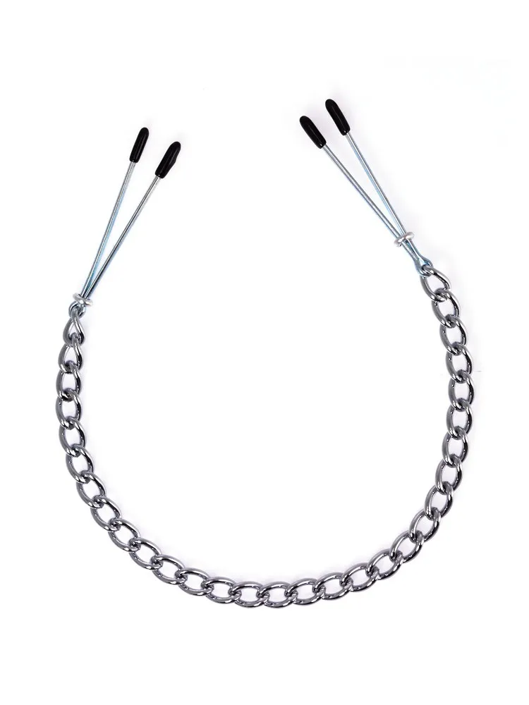 Metall-Nippelklemmen lang mit Kette Metall-Nippelklemmen lang mit Kette