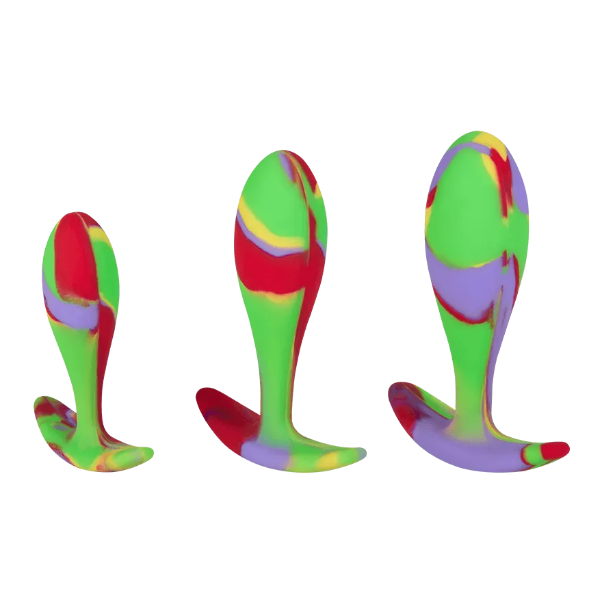 Farbenfrohes Analplug-Set aus Silikon, 3-teilig Farbenfrohes Analplug-Set aus Silikon, 3-teilig