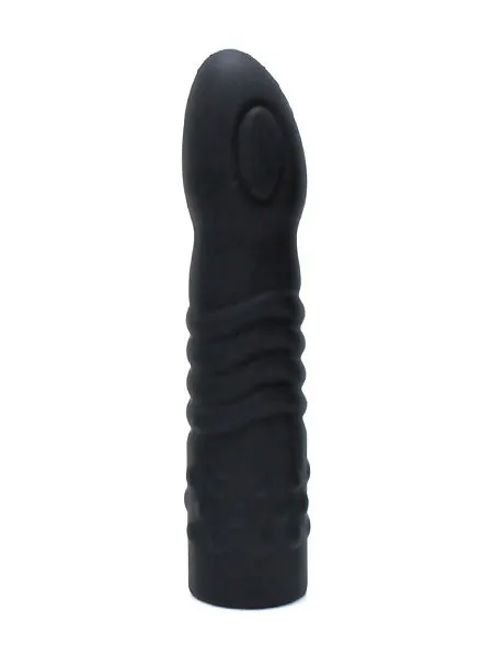 Silikon-Dildo (gerillt) für Strap-On (16cm), schwarz Silikon-Dildo (gerillt) für Strap-On (16cm), schwarz