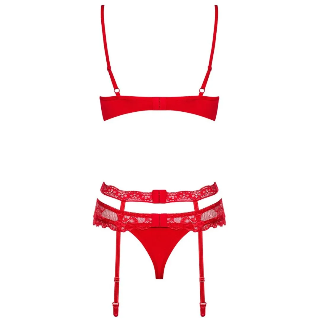 3-teiliges Straps-Set mit Spitze und Strass – Bild 5