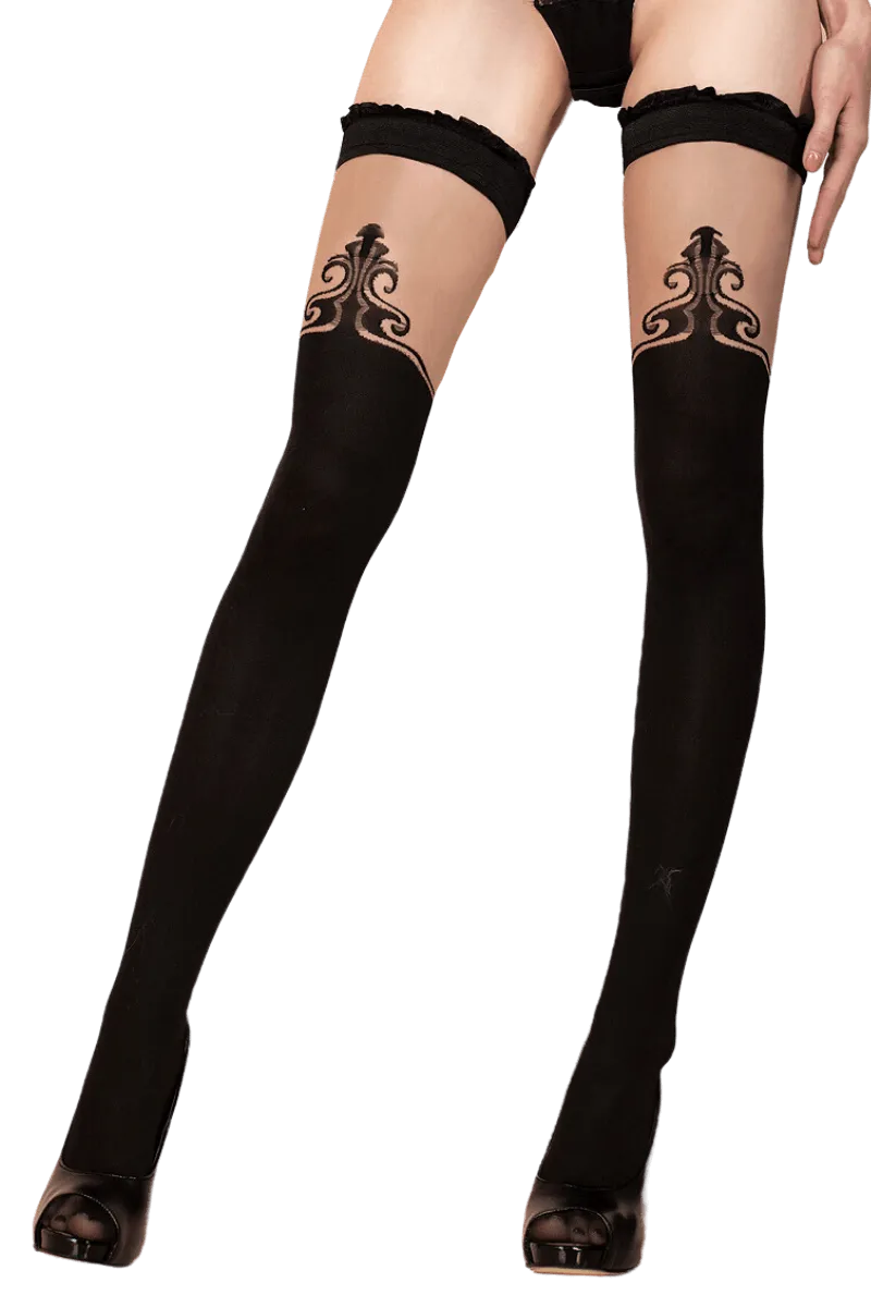 schwarz beige Stockings mit Muster schwarz beige Stockings mit Muster