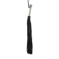 Lederpeitsche mit Edelstahlgriff, schwarz Lederpeitsche mit Edelstahlgriff, schwarz