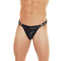 Lederstring mit Druckknöpfen, schwarz (One Size) Lederstring mit Druckknöpfen, schwarz (One Size)